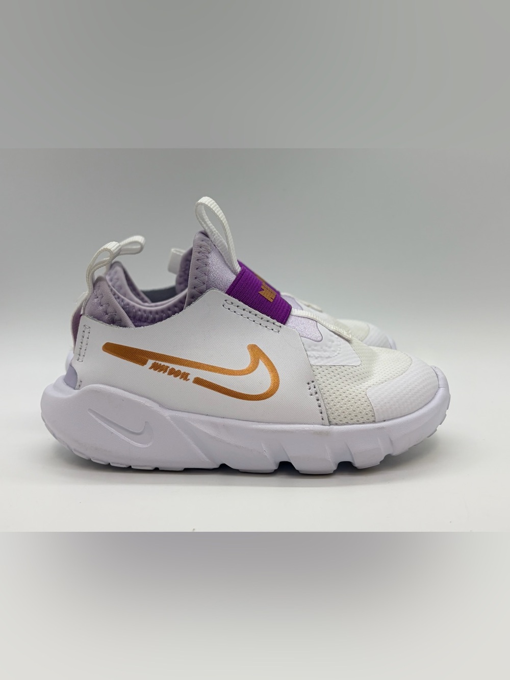 Nike Flex Runner 2 Toddler Sneakers White Purple Gold – Size 7C